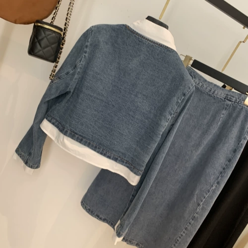 Весенняя модная ретро джинсовая куртка, длинная юбка, комплект, в западном стиле, в корейском стиле, по фигуре