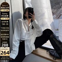 IAMCPLUS Sonny functional wind white 100 lap asymmetrical pumping rope long sleeves shirt female design feeling small crowdsourced