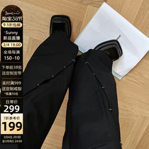 IAMCPLUS Sonny functional Wind deconstruction Circle Decorative Casual Western Pants Woman Spring Loose Straight Drum microlatte