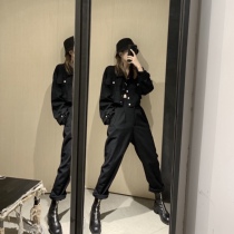 IAMCPLUS handsome out of the street short biker jacket jacket leg length 1 meter 5 Harem pants two-piece suit female tide