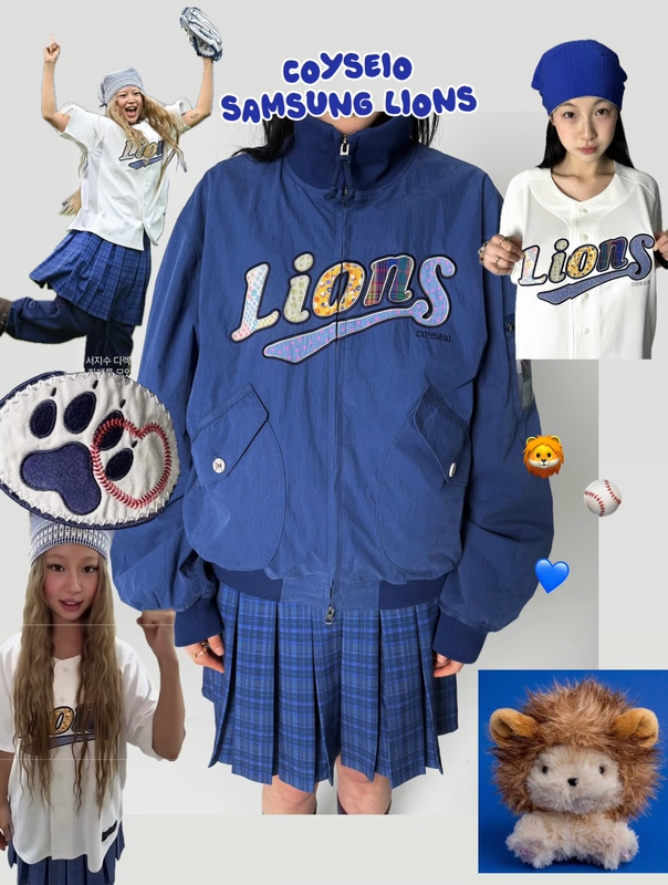 Cherry Coyseio Samsung Lions Co-Branded Collection Jacket Jersey Headscarf Pleated Skirt Korean Authentic Product Cherry Coyseio Samsung Lions Co-Branded Collection Jacket Jersey Headscarf Pleated Skirt Korean Authentic Product
