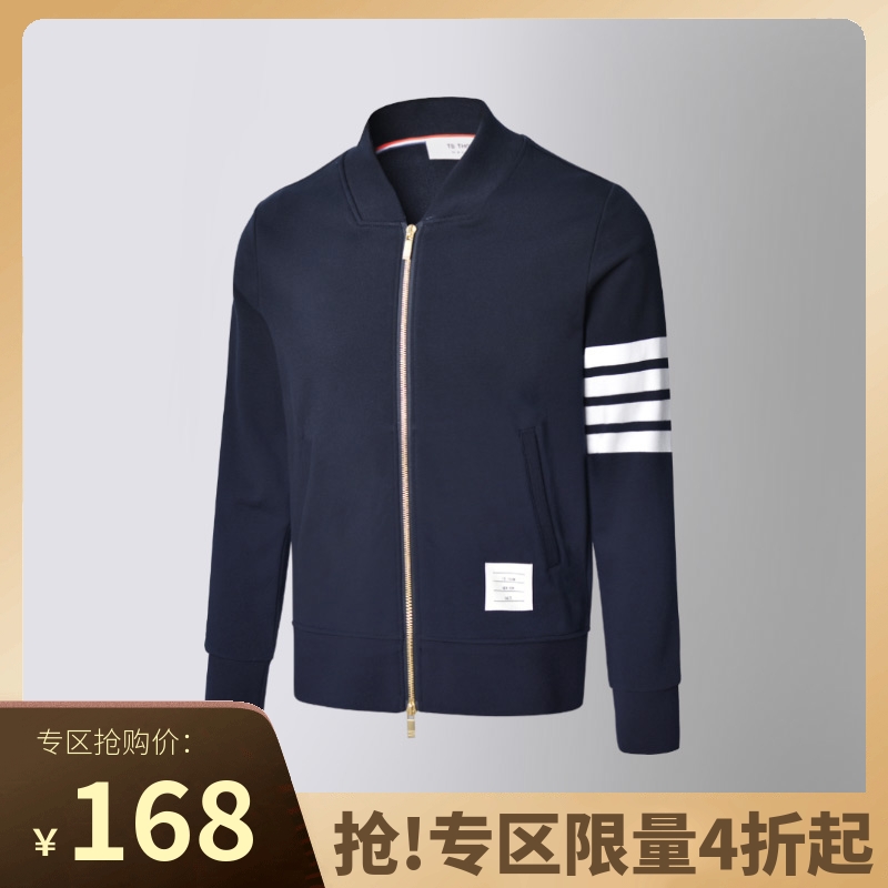 Special section 40% off] TB Thonn baseball jacket bomber V-neck jacket casual trendy four stripes coat handsome