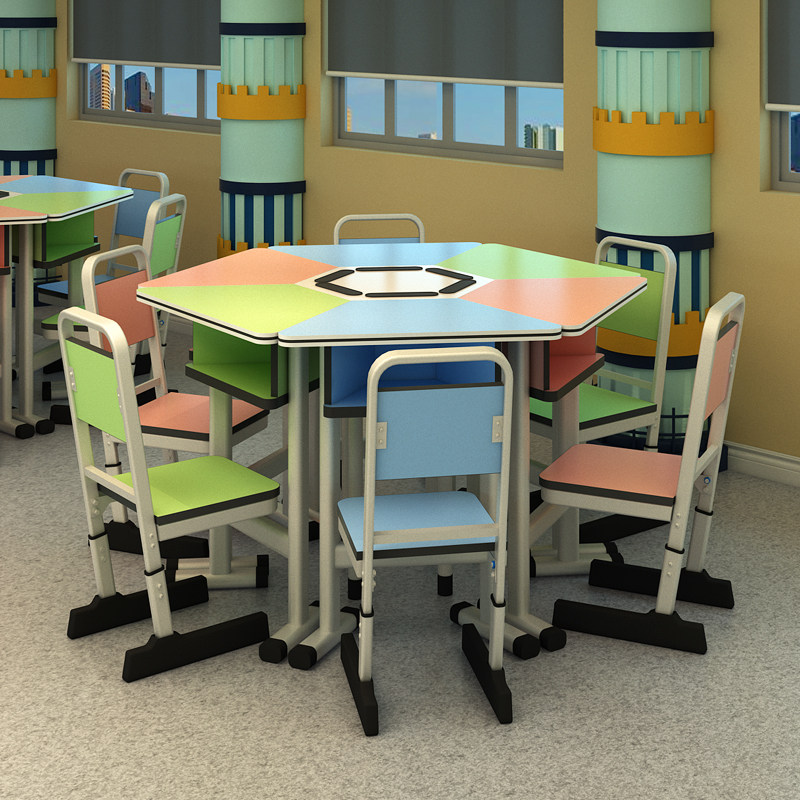 School Elementary School Students Junior High School Students Wisdom Classroom Composition Reading Room Trapezoidal Fine Arts Table Painting Table Library Table And Chairs 