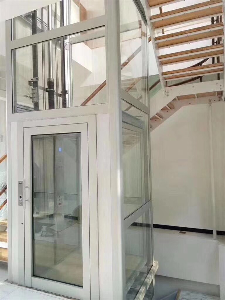 Home small hydraulic villa elevator low noise lift stainless steel alloy glass car anti-crash anti-crash