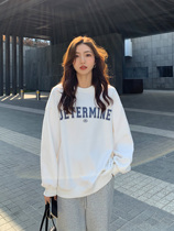 Korean letter printed vests women's autumn and winter padded plus velvet slim loose casual Joker hooded pullover top