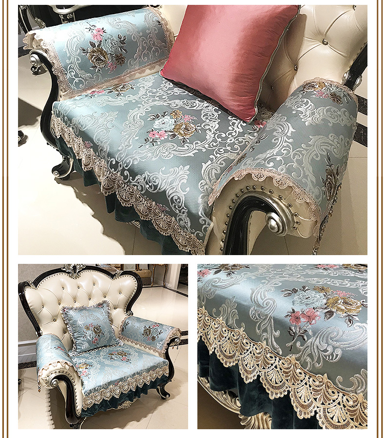 Sofa phong cách châu Âu bao gồm bốn mùa phổ vải hiện đại chống trượt đơn giản cao cấp phòng khách đệm vải khăn tùy chỉnh - Ghế đệm / đệm Sofa mẫu đệm ghế
