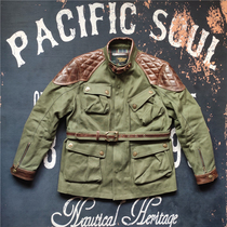 British vintage motorcycle hunting leather jacket Heavy oil wax Twill Canvas Motorcycle Jacket