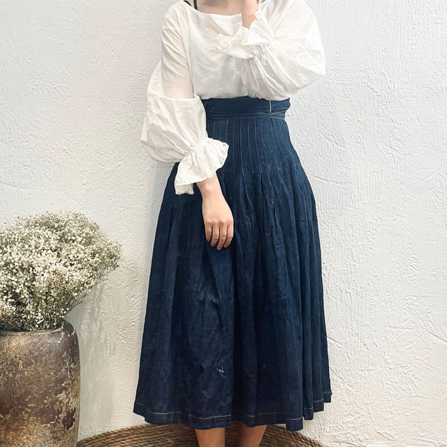 MB long skirt pleated skirt artistic wide lace-up skirt