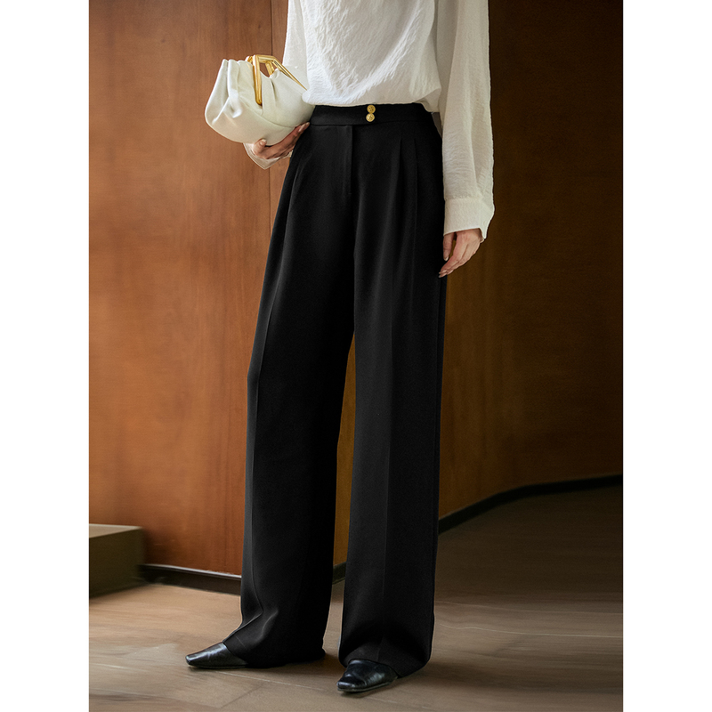 Ice Point Price'Breeze Pants' Fashionable Commuter Essential Heavyweight Straight Wide-Leg Casual Long Pants for Women 26