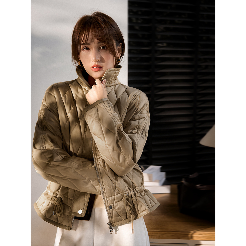 Ice Point Price, Swift Silk Diamond-Quilted Warm Drawstring 95% White Goose down Jacket for Women, Autumn 2026