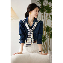 のCYA563330AG] Recommended in stock easy to wear small heart embroidery cotton denim shirt