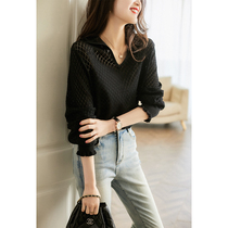 @ZVF461285AG] Exquisite not to be missed too beautiful French hollow ice silk V-neck sweater
