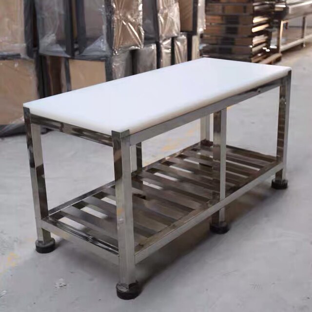 Supermarket shelf dividing table operation table stainless steel PE pig, sheep and beef mincing table chopping frame