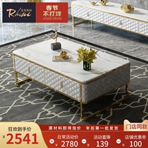 Light luxury coffee table TV cabinet combination modern minimalist living room furniture Italian gilded post-modern marble tea table