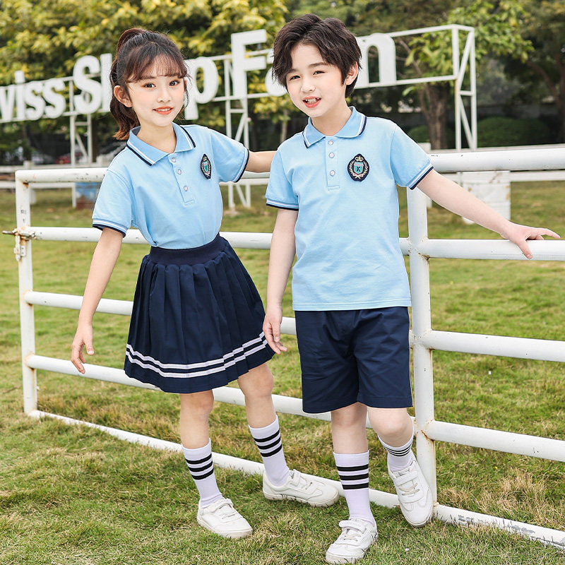 Kindergarten Class Class Short Sleeve Summer Cotton for Children Short Sleeve College Wind Primary School Summer Clothing