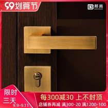 Bangshang door lock interior bedroom wooden door split lock modern door lock silent door handle magnetic yellow bronze lock