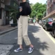 Quần jean nữ mùa thu 2018 mới phiên bản Hàn Quốc của bf eo cao rộng đã mỏng học sinh hoang dã 9 điểm quần ống rộng quần jean nữ ống rộng
