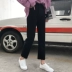 Phiên bản tiếng Hàn của ulzzang mới eo cao retro lỏng lẻo Harajuku bf gió thẳng tóc sinh viên chín điểm quần jean nữ thoi trang nu Quần jean