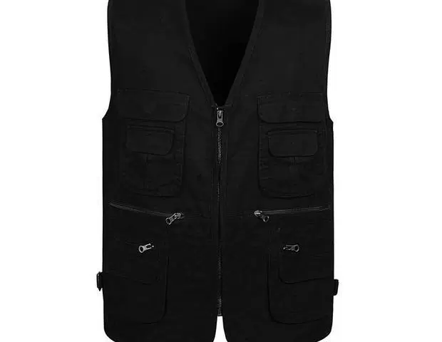 Mùa xuân và mùa thu mẫu mới cotton đa túi XL chụp ảnh câu cá nhiều túi trung niên vest nam vest áo thun nam body