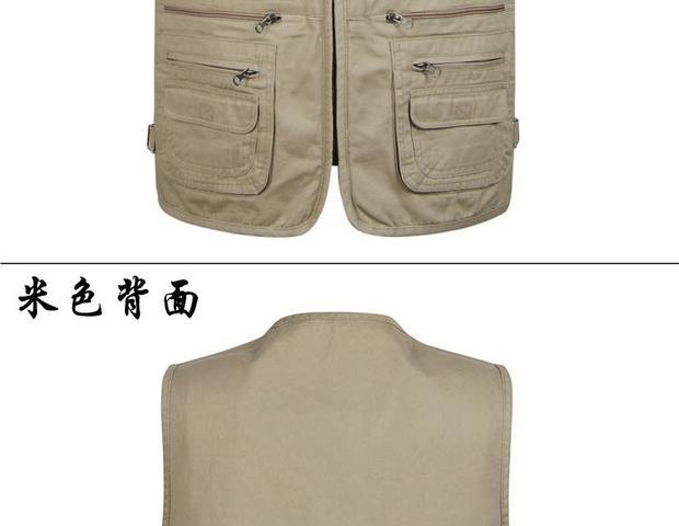Mùa xuân và mùa thu mẫu mới cotton đa túi XL chụp ảnh câu cá nhiều túi trung niên vest nam vest áo vest dạ nam trung niên