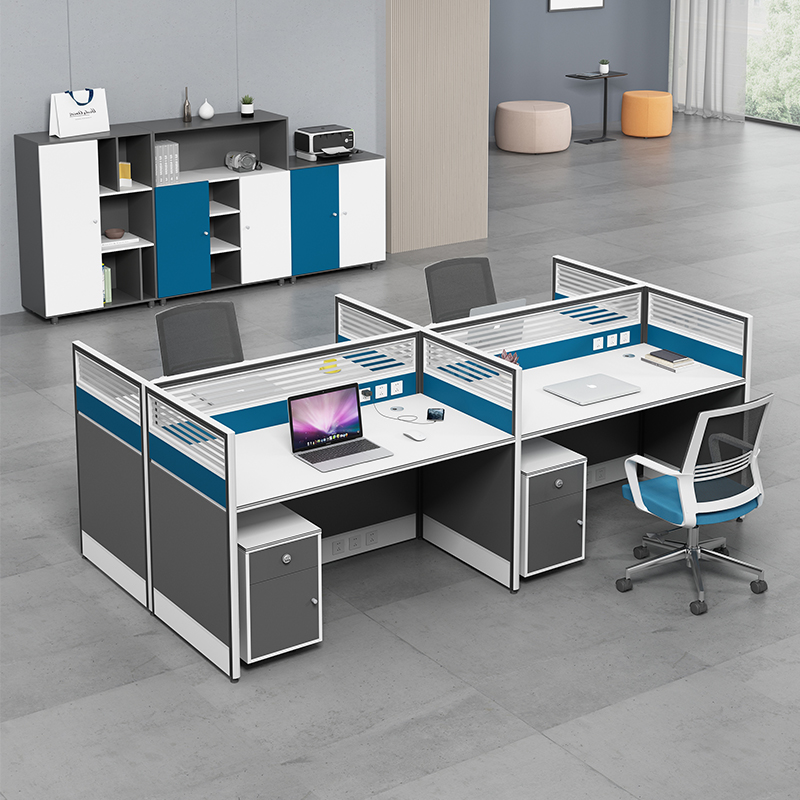 Screen desk and chair combination white staff desk office staff table 4 6-seat booth