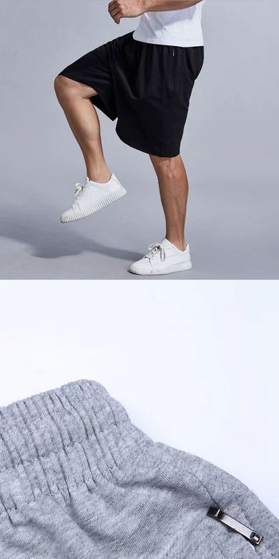 Mùa hè chất béo quần short cotton nam dệt lỏng kích thước lớn giản dị cộng với phân bón để tăng đàn hồi thể thao quần năm điểm bãi biển