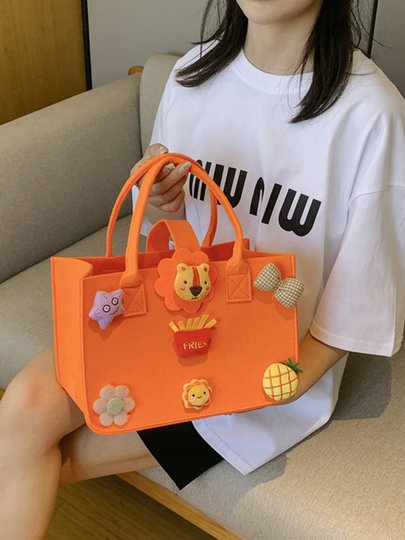新款可爱毛毡包手提包卡通公仔妈咪包百日宴礼品购物袋女生小拎包