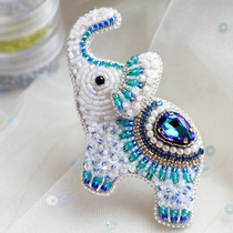 Pearl Art Gallery Original Three-dimensional Bead Embroidery (Little Elephant) Method Embroidered Brooch Materials Bag Video Tutorial