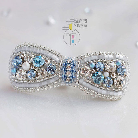 Three-dimensional beaded bow hairpin hairpin comb DIY brooch hair accessories material package non-crochet embroidery French embroidery