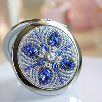 Solid Bead Embroidered DIY Material Bag Flip Makeup Mirror Non Crochet Embroidery Style Embroidered Cosmetic Mirror