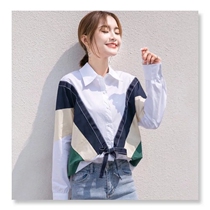 MAJE DVAWN Fashion Tide White Shirt Woman Han Version 2022 New Fall Design Sense Niche Splicing Jacket