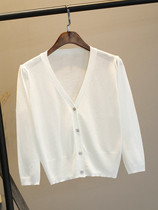 MAJE DVAWN2022 years spring and summer thin section ice silk knit cardio-hoodie woman short shawl jacket external lap 70% sleeves