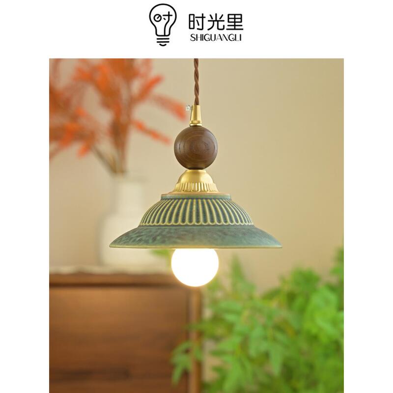 Ceramic Chandelier in Antique Style for Bedroom, Wooden Ceramic Chandelier for Study, Striped Chandelier, French-Style Bar Counter Decoration, Entryway Light Ceramic Chandelier in Antique Style for Bedroom, Wooden Ceramic Chandelier for Study, Striped Chandelier, French-Style Bar Counter Decoration, Entryway Light