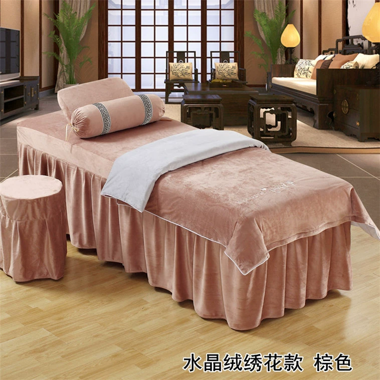 Tinh Beauty khăn trải giường gia đình bốn châu Âu cao cấp nhung giường massage ấm dày là trong bộ tùy chỉnh của bông đơn giản - Trang bị tấm