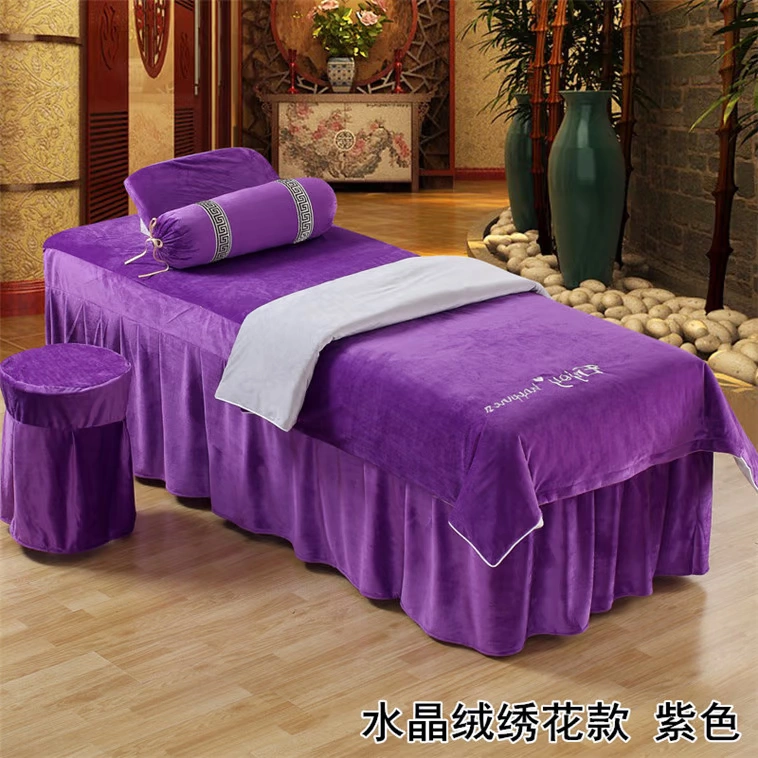 Tinh Beauty khăn trải giường gia đình bốn châu Âu cao cấp nhung giường massage ấm dày là trong bộ tùy chỉnh của bông đơn giản - Trang bị tấm