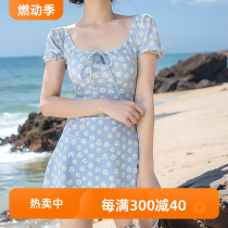 lulu cozy is full of high-end sense ~ French floral conservative girly fresh student one-piece skirt swimsuit