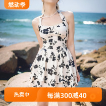 lulu cozy I would like to call it the flower fairy in the water ~ black poppy conservative girl one-piece swimsuit female