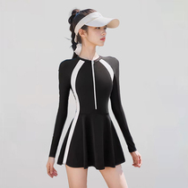 lulu cozy~ Share a secret to stay in shape~ One-piece conservative slimming long-sleeved sun protection swimsuit for women
