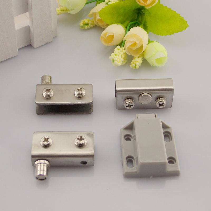 Jialeshi stainless steel glass cabinet door hinge upper and lower glass hinge glass magnetic touch glass door touch single door