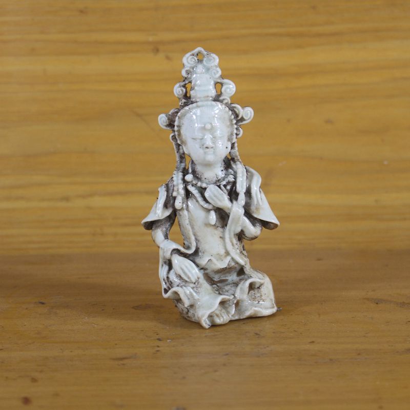 Jingdezhen Antique Porcelain Song Hutian Kiln Shadow Qing Guanyin Buddha Statue