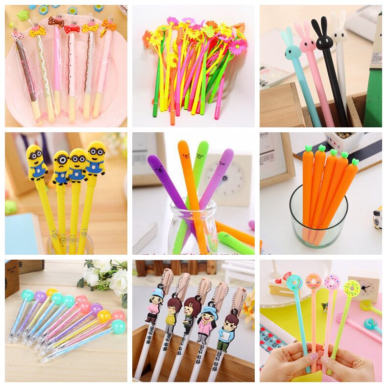 Creative Medium Pen Cartoon Carbon Signature Stationery Supplies 0 5 Students Aqueous Pens Learning Black 0-38 Full-Tube