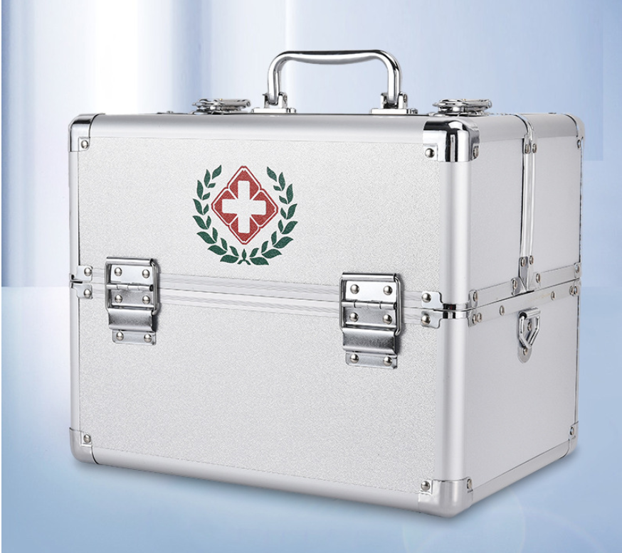 Double open medical box Household medical box Aluminum alloy drug box enterprise family emergency kit multi - layer medicine box