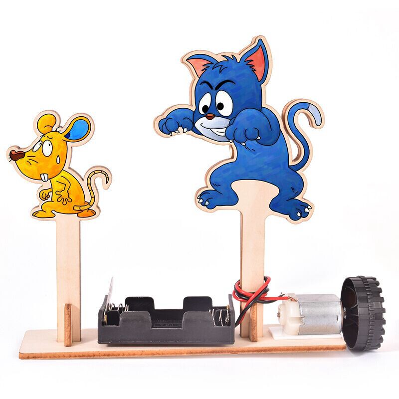 Children's science and technology production of small invention manual materials cat and mouse science basic experimental package educational matching toys