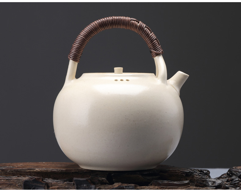 Jingdezhen soda glaze manual single pot of household ceramic teapot household white clay pot of kung fu can start can raise the teapot