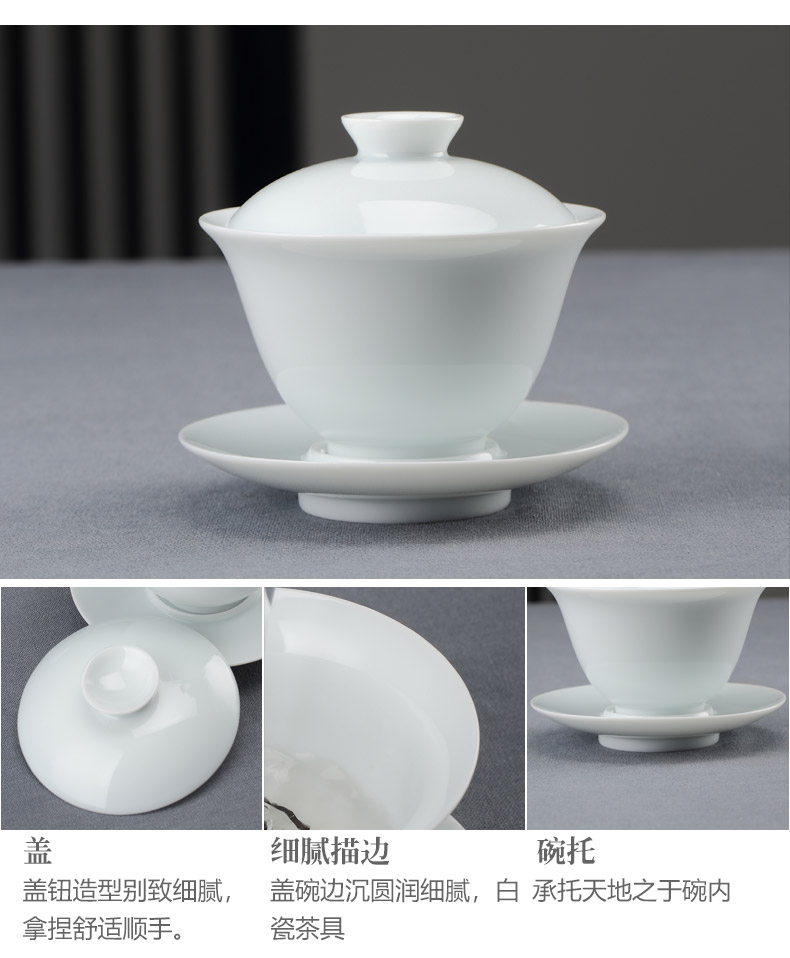 Hand made blue white porcelain tea set a complete set of Chinese kungfu tea home modern ceramic tureen cup 6 gift boxes