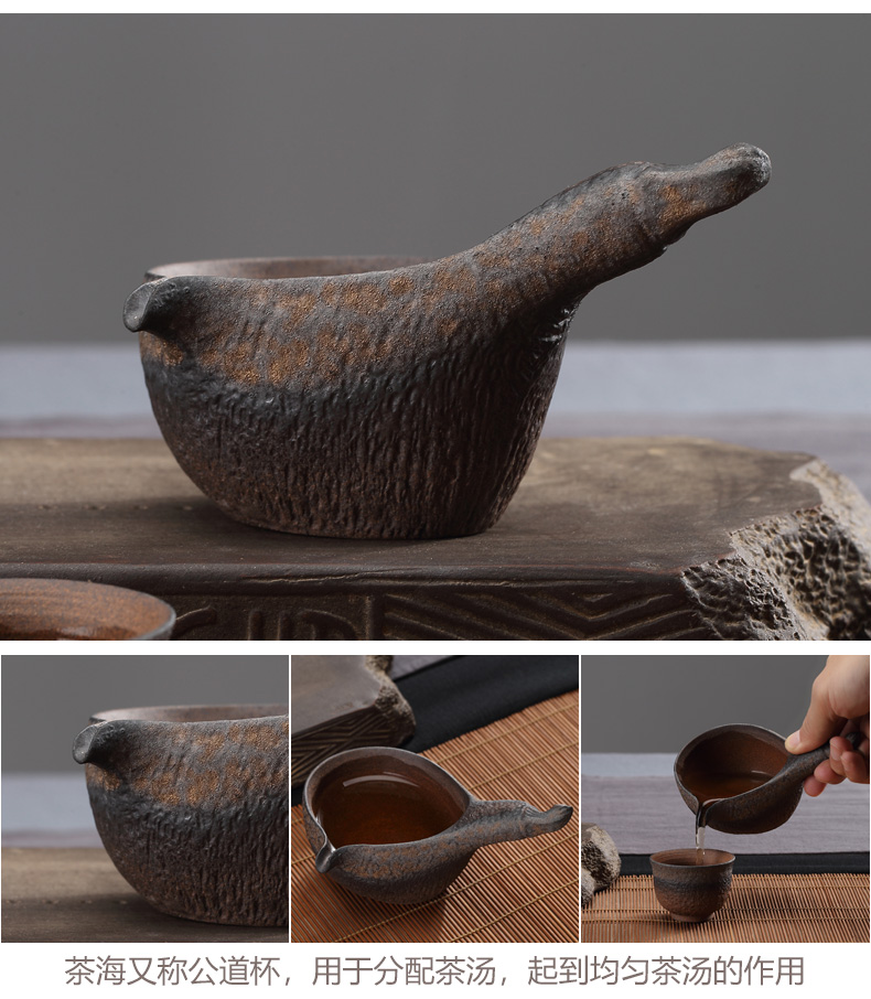 Contracted and I automatic lazy tea to implement kung fu tea set graphite coarse pottery teacup suit household ceramic teapot