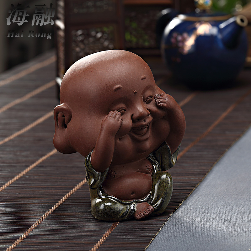 Ideas sometimes express little monks kung fu tea set decoration accessories purple mini little novice monk tea pet furnishing articles