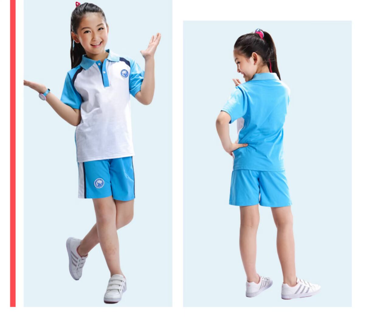 Học sinh tiểu học và trung học thể thao phù hợp với nam và nữ đồng phục học sinh mùa hè màu xanh phục vụ lớp sáu một hợp xướng biểu diễn mua theo nhóm quần áo trẻ con