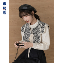 Diyou white shirt womens design sense niche shawl wear wild Korean version of 2021 early autumn cotton top