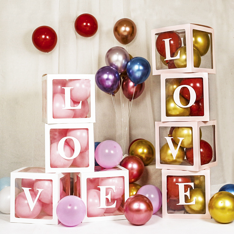 Wedding wedding room balloon decoration transparent LOVE letter box proposal confession birthday party scene layout balloon